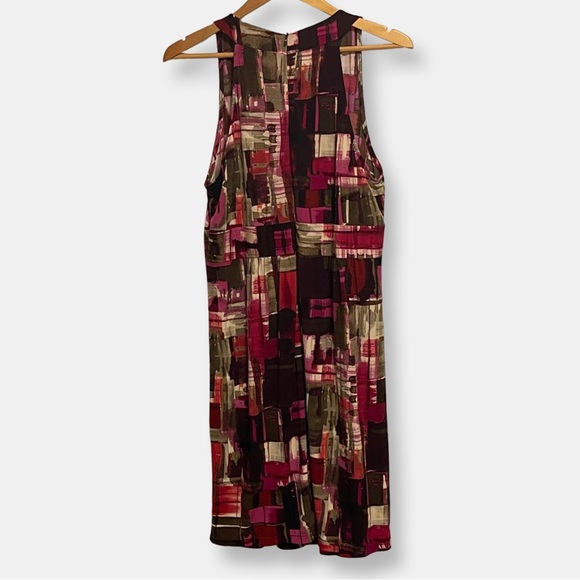 Danny and Nicole Sleeveless Dress Abstract Watercolor Print, V Neckline Size 14 - Picture 2 of 8